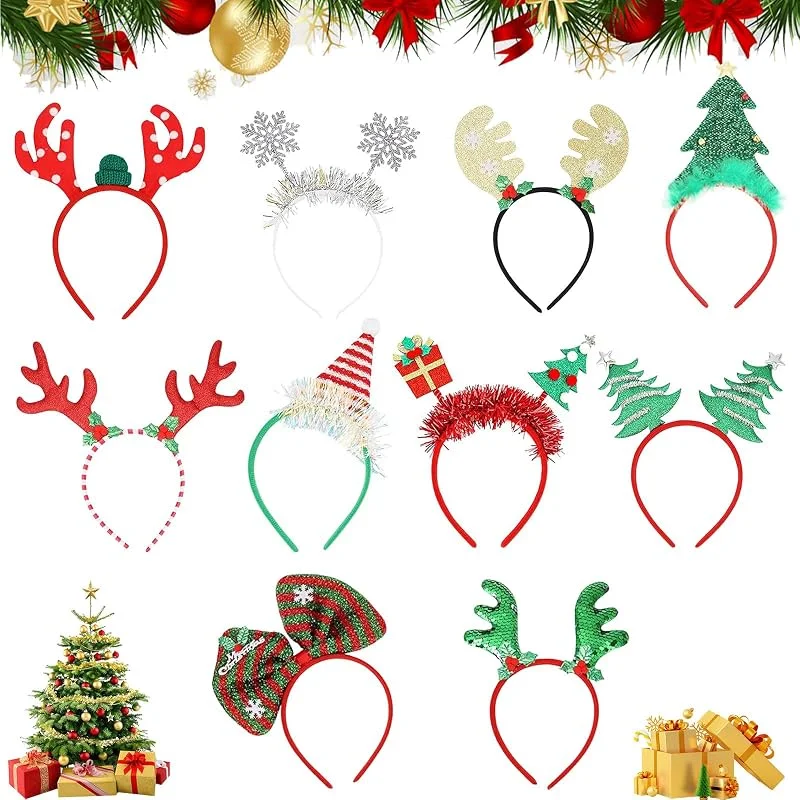 Visita la tienda de Makone Makone Diadema de Navidad, 10 Estilos Cuernos de Reno Divertido árbol de Navidad Sombrero de Papá Noel Tocado para niños Adultos — Ropa Navidad