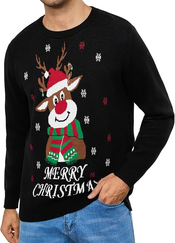Visita la tienda de Gyabnw Gyabnw Jersey de Navidad Hombre de Punto Manga Larga Cuello Redondo — Ropa Navidad