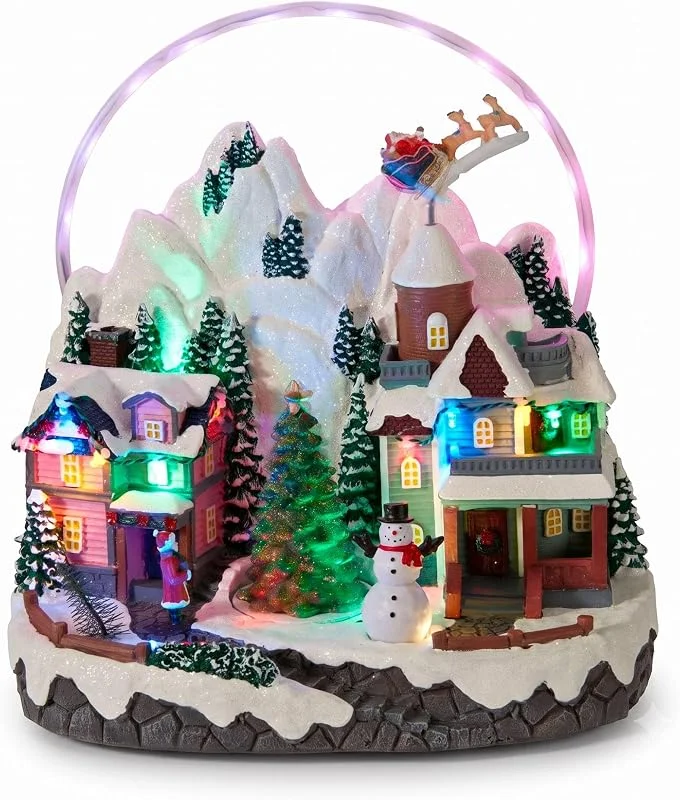 Visita la tienda de WELL HOME MOBILIARIO & DECORACIÓN Well Home Decoración navideña: Pueblo: Pueblo Navideño LED con Movimiento, Escena de Invierno bajo Arco Iris 27x17, 9x30cm — Decoracion Navidad