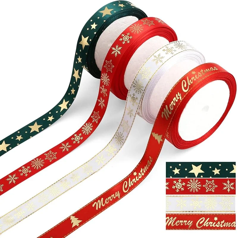 LEMESO 4 Rollos Cinta Navideña para Envoltura de Regalos, 9 M por Rollo — Envoltorio regalo