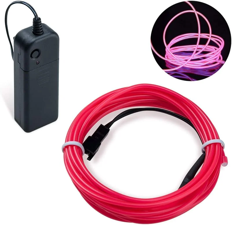 COVVY Cable LED Tira de Luces de Neon Flexible de Alimentado 3 Modos de Funcionamiento, Decoración de Coche, Fiestas, Disfraz de Carnaval (Rosado, 3M) — Luces Navidad