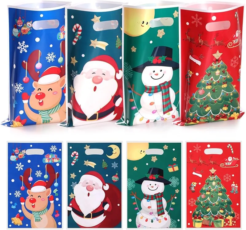 WD&CD Bolsas de Regalo de Christmas, 100 Piezas Bolsitas para Regalos, 4 Estilos Bolsitas Navidad, Bolsas de Dulces, Fiesta, Galletas, Fiesta de Christmas para Embalaje — Envoltorio regalo