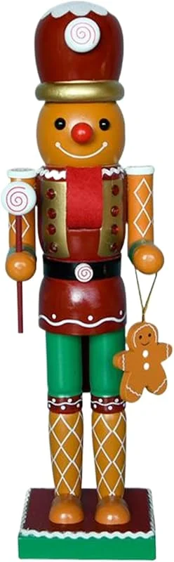Pesoncarl Decoraciones navideñas para Interiores, decoración navideña de Cascanueces, Figura de Cascanueces de Madera de 14 Pulgadas, Adornos Festivos de Hombre de Jengibre para decoración navideña — Decoracion Navidad