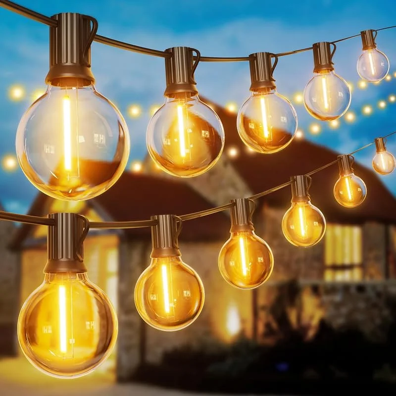 Torkase Guirnaldas de Luces Exterior, 50M LED Cadena de Luz con 56+2 Bombillas, IP54 Impermeable Guirnaldas Luminosas Exterior y Interior Deco para Jardín, Patio, Fiesta, Terraza — Luces Navidad