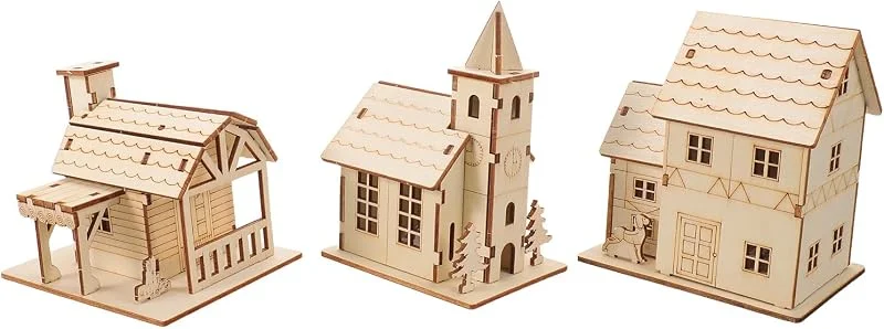Visita la tienda de Alipis Alipis Casas de pueblo navideño: casas de madera para manualidades con LED — Decoracion Navidad