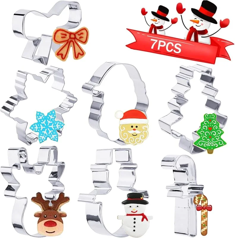 Faburo Moldes Galletas Navidad Acero Inoxidable Metal, Cortadores Galletas Navidad 7pcs para Christmas Crackers, Gingerbread House Kit para Elaborar la Casita de Jengibre y Decoración Galletas Navidad — Hogar y cocina