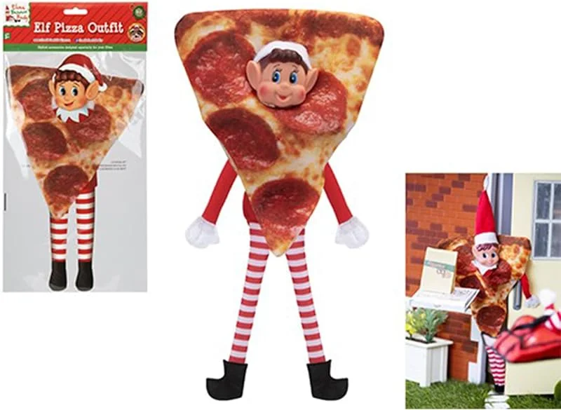 PMS Elfos portándose mal Vestido de disfraz de elfo para vestirse como accesorio novedoso de Navidad Pizza — Ropa Navidad