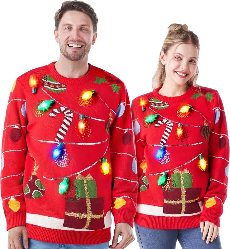 Visita la tienda de JOYIN JOYIN - Jersey navideño con luces led integradas y dibujo de reno, tipo “feo” divertido, para mujer — Ropa Navidad