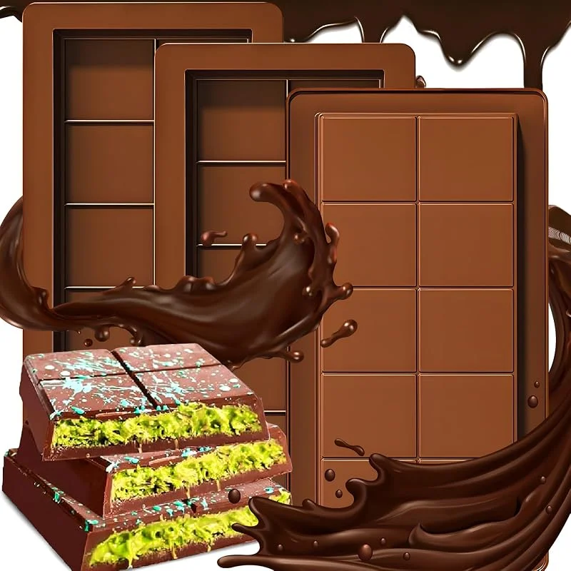 ZPQAODI 3 Piezas Molde de Silicona para Chocolate, Molde de Barra de Chocolate Profundo, Silicona Chocolate Profundo Molde de Chocolate Extra Profundo para Dulces de praliné de Chocolate — Hogar y cocina