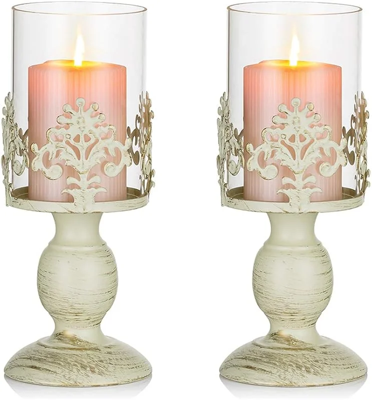 Visita la tienda de Nuptio Nuptio 2 Piezas Sostenedor de Candelabro Tallado Retro, Paquete Actualizado Decoración de Cristal para la Parte Central de Mesa de Boda — Cena a la luz de velas
