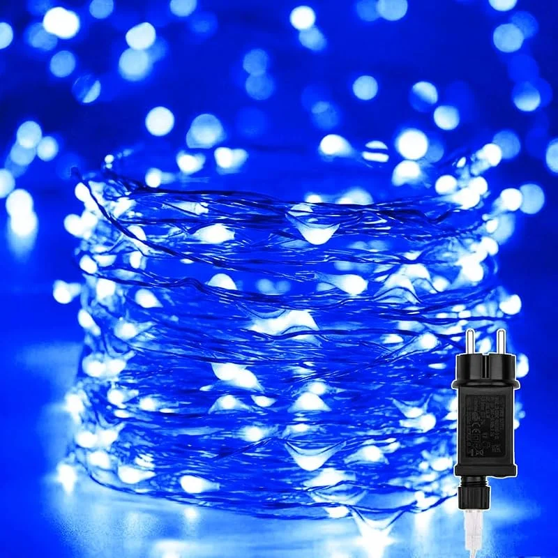 Erwawee Guirnalda luminosas, Luces LED Navidad 20M 200 LED Alambre de cobre con 8 Modo de Iluminación, Exterior Impermeable para Decoración Interior e Exterior, Árbol, Fiestas, Halloween, Jardín, Casa (Azul) — Luces Navidad