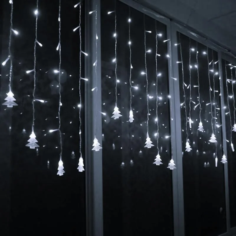Visita la tienda de Klighten Klighten Cortina de Luces, Cadena 8 Modos de Luz Perfecto para Decoración de Navidad, Festival, Fiestas, Casa, Jardín, Blanco Frio — Luces Navidad