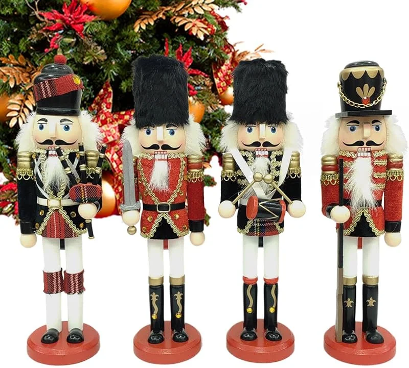 Genérico Figuras De Cascanueces Navideños 4 Piezas de Estatuas Decorativas para — Decoracion Navidad