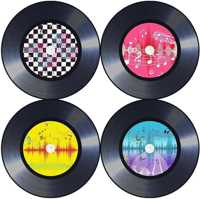 Tarklanda 60 piezas de mantel individual de rock and roll de los años 50, manteles individuales de tema musical vintage, manteles individuales desechables redondos de papel de 35 cm para suministros de fiesta — Hogar y cocina