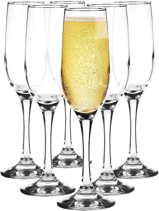 Visita la tienda de Glasmark KROSNO 1992 Glasmark Krosno Conjunto De 6 Copas De Champán Copa De Champán De Vidrio Copa De Prosecco Copa De Vino Espumoso Transparente 200Ml — Vino y mesa festiva