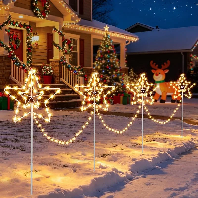 Visita la tienda de Quntis Quntis 4 Estrellas de Navidad Exterior con Estacas 216 LED IP65 — Luces Navidad