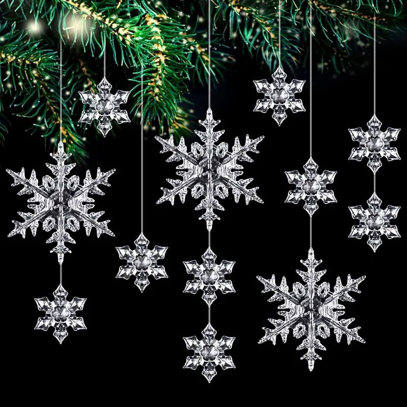 Visita la tienda de Kiiwah 25 Piezas Copos de Nieve Decorativos de Navidad, Copos de Nieve Acrílico Decoración de Árboles de Navidad Colgante, Navidad Adornos Copos de Nieve para Hogar Pard Ventana Escaparate — Decoracion Navidad