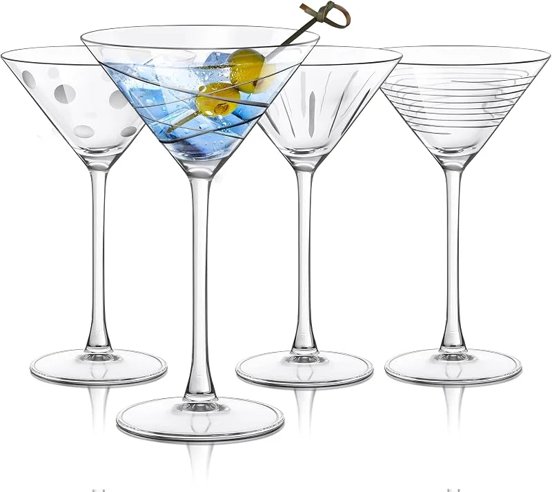 Visita la tienda de Joeyan Joeyan 320ml Copas de Martini Grabadas, Juego de 4, Apto para lavavajillas — Vino y mesa festiva