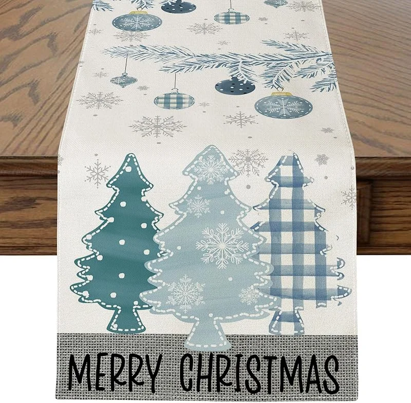 JOTOM Camino de Mesa Navidad 40x180 cm Árboles de Navidad Azul para Comedor Cocina, Decoración de Fiesta Casa de Campo Hogar Interior (Azul) — Hogar y cocina