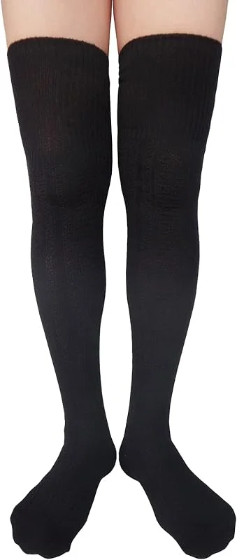 AUSUAYA Las mujeres de algodón grueso por encima de la rodilla calcetines calientes de punto, cable de punto muslo calcetines altos calentadores de pierna de invierno largo CL-W1 — Ropa Navidad