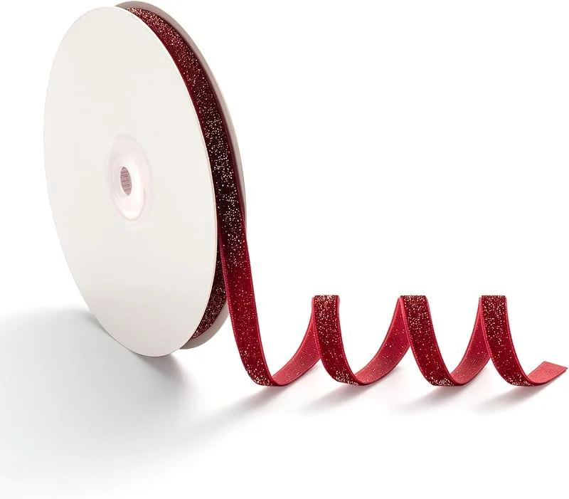 Visita la tienda de AOKSUNOVA AOKSUNOVA Cinta de terciopelo 1 cm x 9 m Roja — Envoltorio regalo