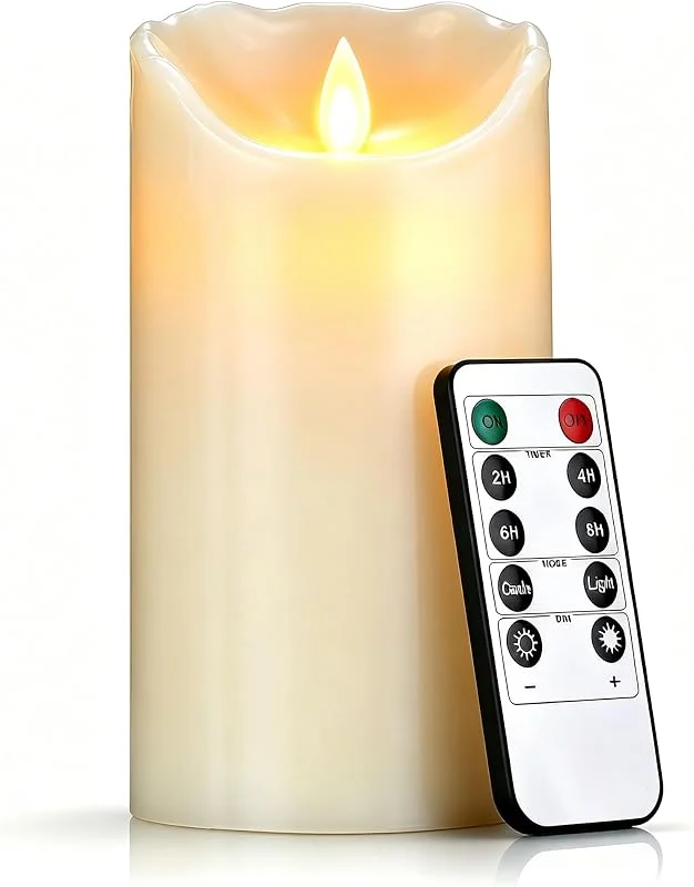 Visita la tienda de Da by Vela LED de Cera de Parafina Natural 8x15cm, Llama Oscilante Ultra Realista, Vela Eléctrica Sin Humo con Mando a Distancia, Funciona con 2 Pilas AA (Pilas No Incluidas) para Decoración Hogar y Eventos — Luces Navidad