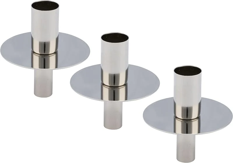 Spetebo Botellas portavelas plateadas, juego de 3 unidades, 8 cm — Cena a la luz de velas