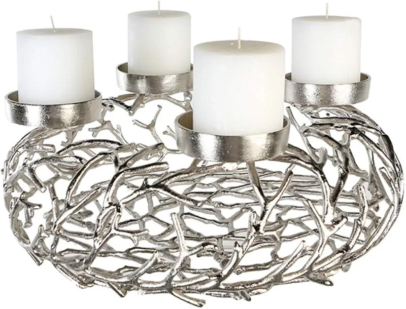 Casablanca modernes Design Casablanca Twigs - Candelabro (56 cm), Color Plateado Envejecido — Cena a la luz de velas
