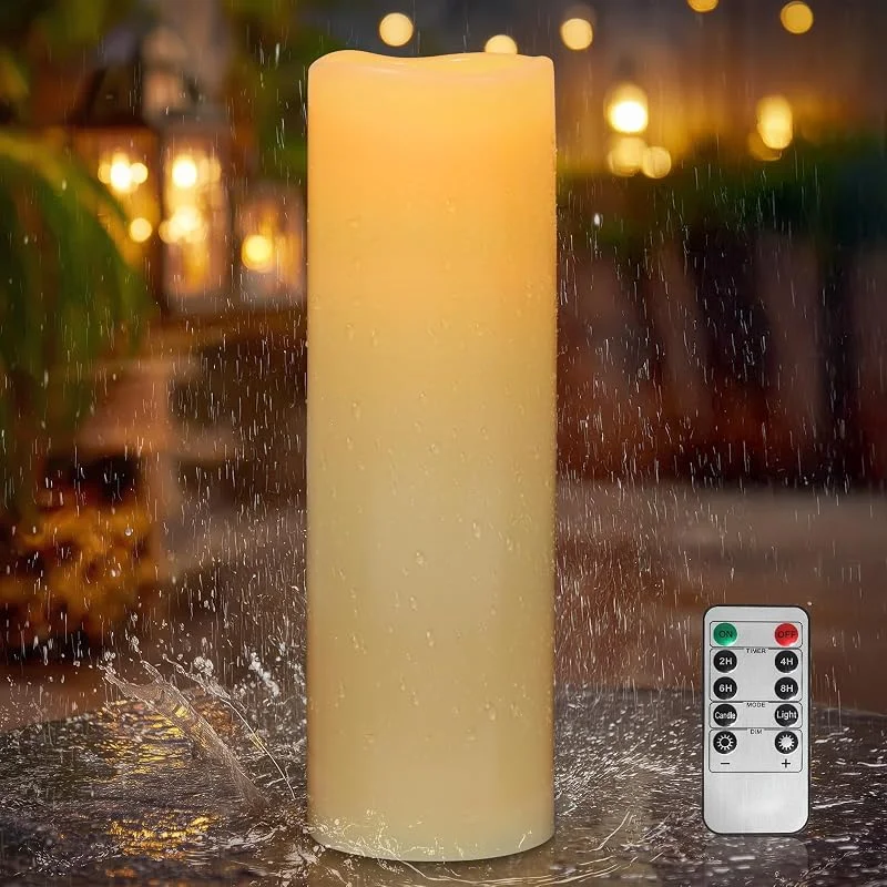 Visita la tienda de Kimjo Kimjo 10 x 35 cm Sin llama Grandes Velas LED al Aire Libre, Onda — Cena a la luz de velas