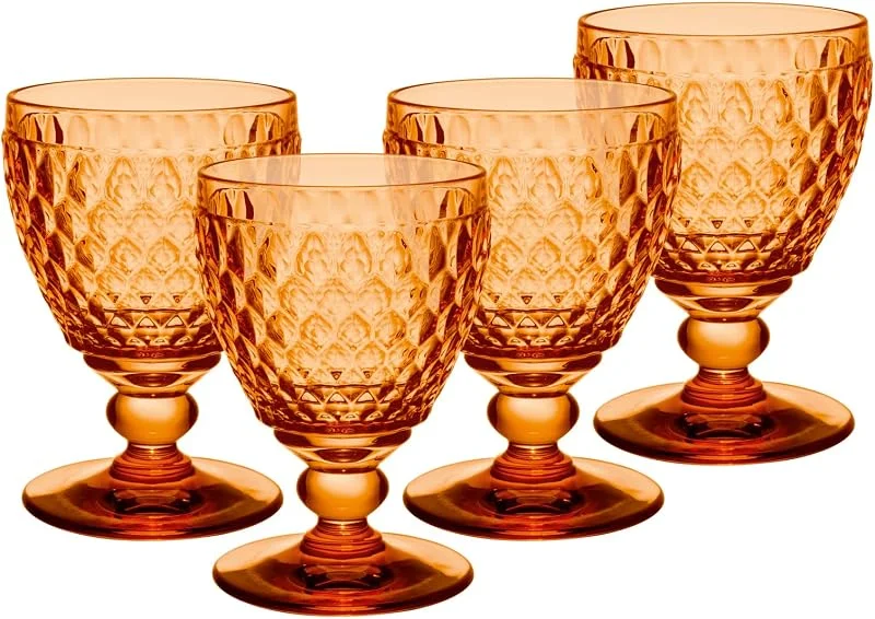 Visita la tienda de Villeroy & Boch Villeroy & Boch Boston Apricot - Juego de 4 copas de vino blanco, 230 ml, diseño facetado, para vino blanco, apto para lavavajillas, color naranja — Vino y mesa festiva