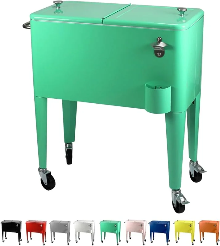 KAILUA COOLER Serve Cool Drinks Kailua Cooler Carrito Nevera con Ruedas para Bebidas, Jardín y Terraza — Hogar y cocina
