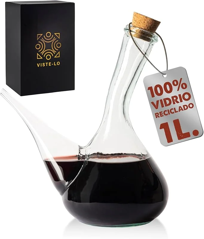 Visita la tienda de Viste-lo Porrón Cristal 1L Vidrio Reciclado Hecho a Mano en España — Vino y mesa festiva