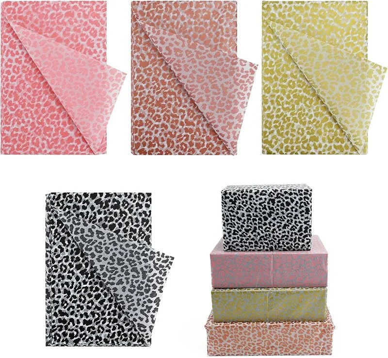 Bekecidi 40 Hojas de Papel de seda con Estampado de Leopardo, Papel de seda con Estampado de Leopardo para Envolver Regalos Papel de Embalaje para Suministros de Manualidades para Bodas y Cumpleaños — Envoltorio regalo