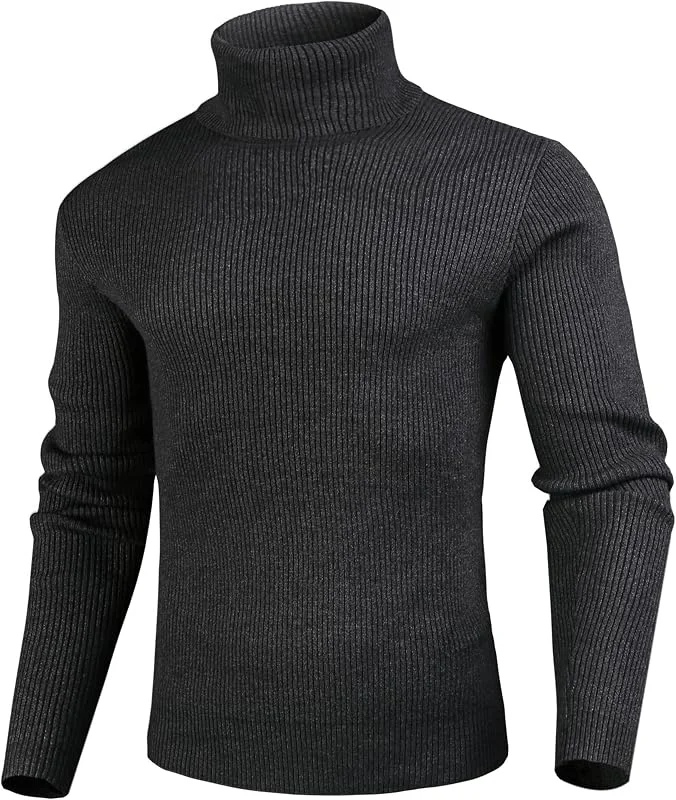 Visita la tienda de Sykooria Sykooria Jersey Cuello Alto Hombre Cálido Suéter de Punto Hombre Slim Fit Pullover Manga Larga para Otoño Invierno — Ropa Navidad