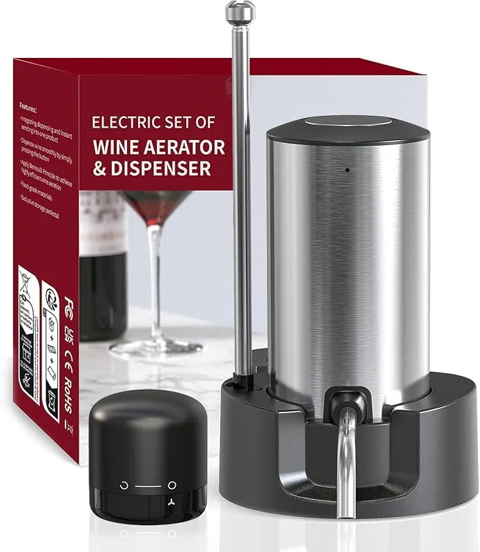 Visita la tienda de JOQINEER Aireador de vino eléctrico, vertedor, decantador, tipo C, dispensador de vino recargable — Vino y mesa festiva
