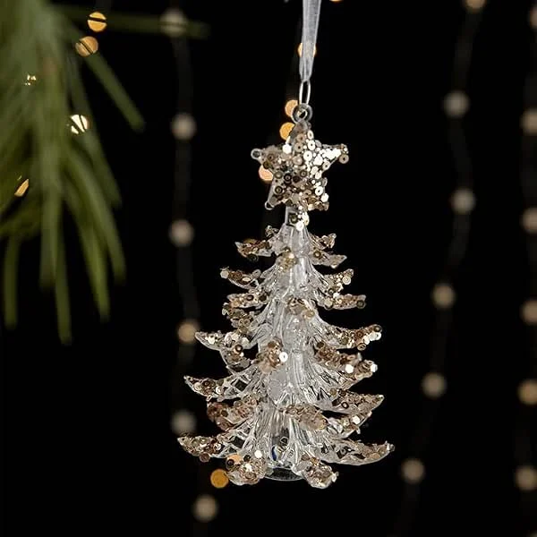 Adornos de Navidad de Cristal para decoración de árbol, Adornos acrílicos de Copo de Nieve con Colgantes de Gota para decoración de casa de Navidad — Decoracion Navidad