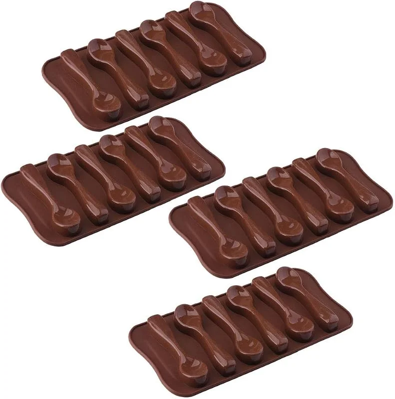 Srcasy 4 Piezas Moldes con Forma de Cuchara, Moldes de Silicona para Chocolate, Caramelos Molde, Molde de Gelatina de Hielo y Chocolate, para Hornear Caramelos, Gelatina, Chocolate — Hogar y cocina