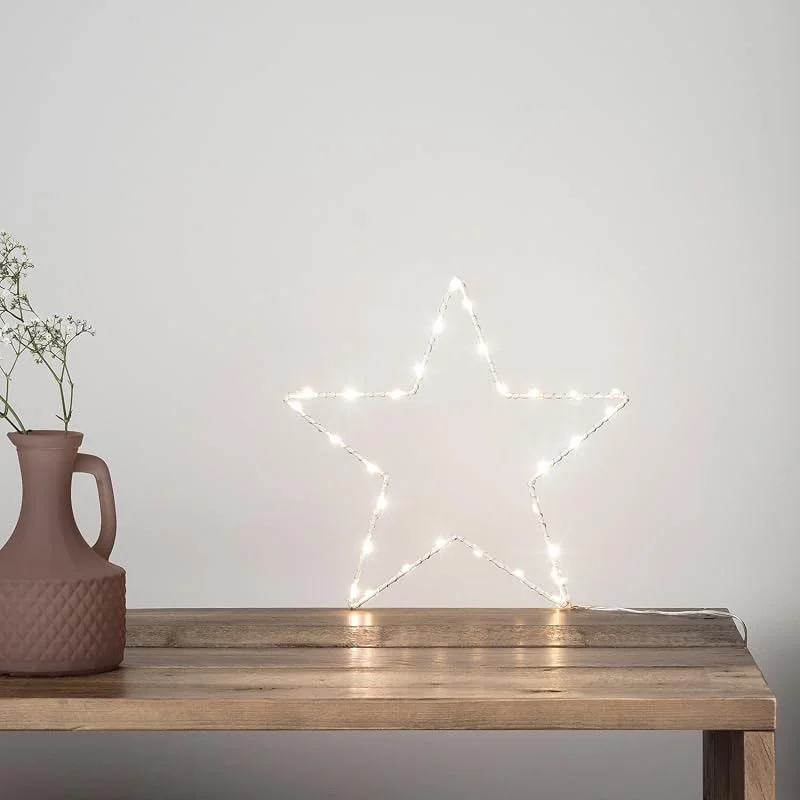Visita la tienda de Lights4fun Lights4fun - Estrella en Metal Blanco con Micro LED Blanco Cálido a pilas — Decoracion Navidad