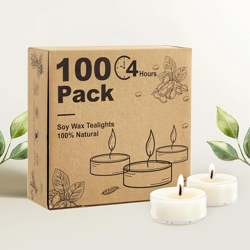 Ashlux Tealight Cera de Soja, 100 Unid., Blanco, 4h — Cena a la luz de velas