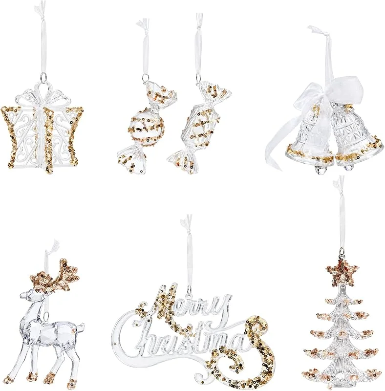 Mocifa 6 Piezas Adornos Navidad Acrílico 3D, Decoración Navideña Cristal — Decoracion Navidad