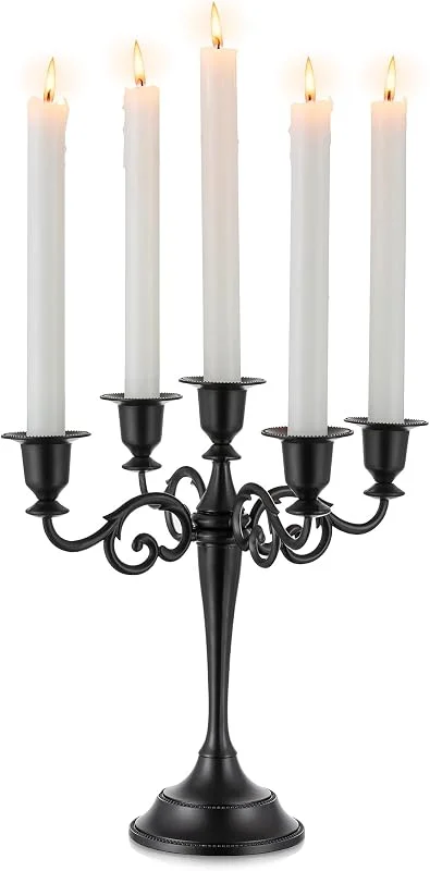 Visita la tienda de Sziqiqi Sziqiqi Candelabro Negro de Zinc, 5 Brazos, para Velas y Halloween — Cena a la luz de velas