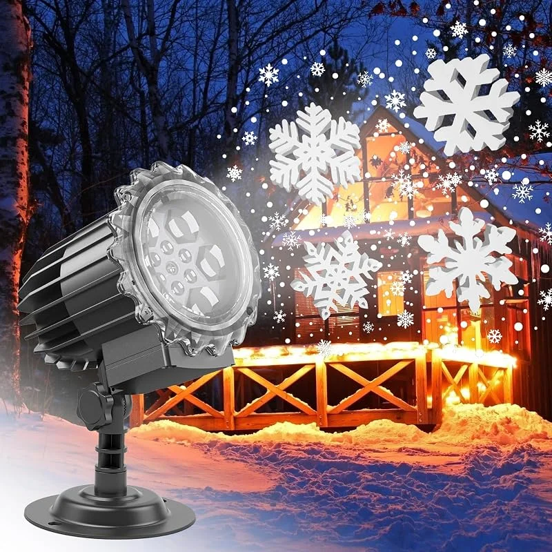 Visita la tienda de ALED LIGHT 2026 NEW YEAR Luces Proyector Copo de Nieve Exterior, 9W Super Brillante, Lámpara de Nieve Proyección de Luz Nocturna, Luces LED Proyector de Navidad Impermeable para Navidad, Boda — Luces Navidad