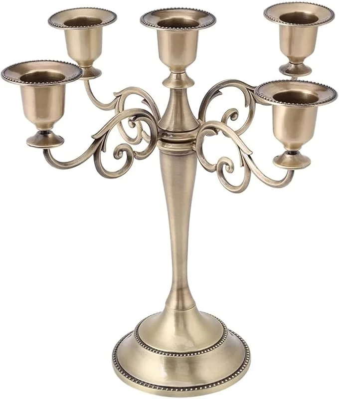 Visita la tienda de MOUMOUTEN Candelabro Metal 5 Brazos Aleación Estilo Exótico Color Bronce — Cena a la luz de velas