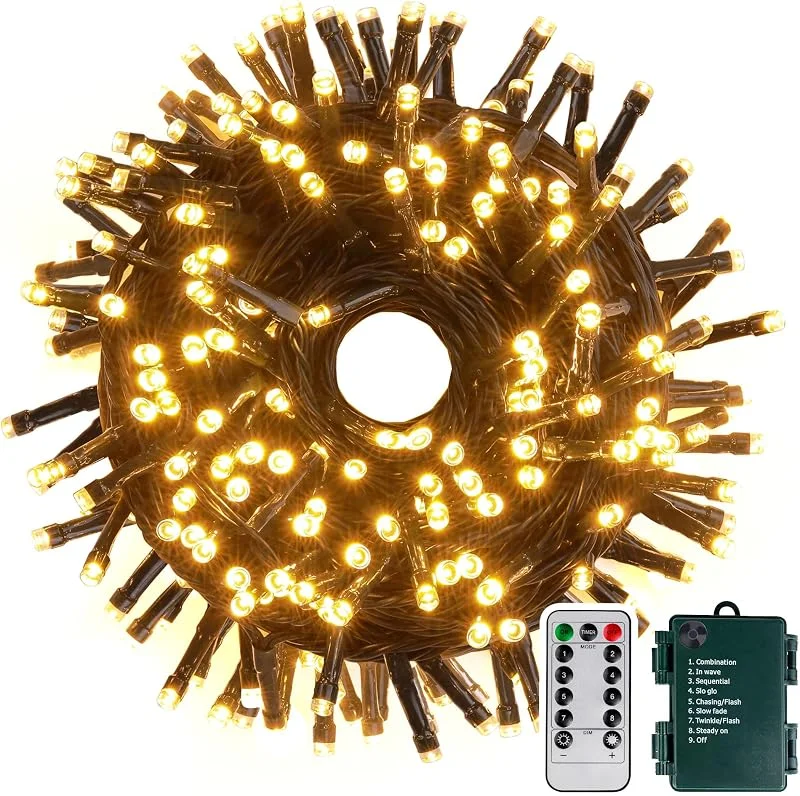 Tacobey Luces de Navidad Exterior con Pilas, 10M 100LED Guirnalda Luces de Arbol — Luces Navidad