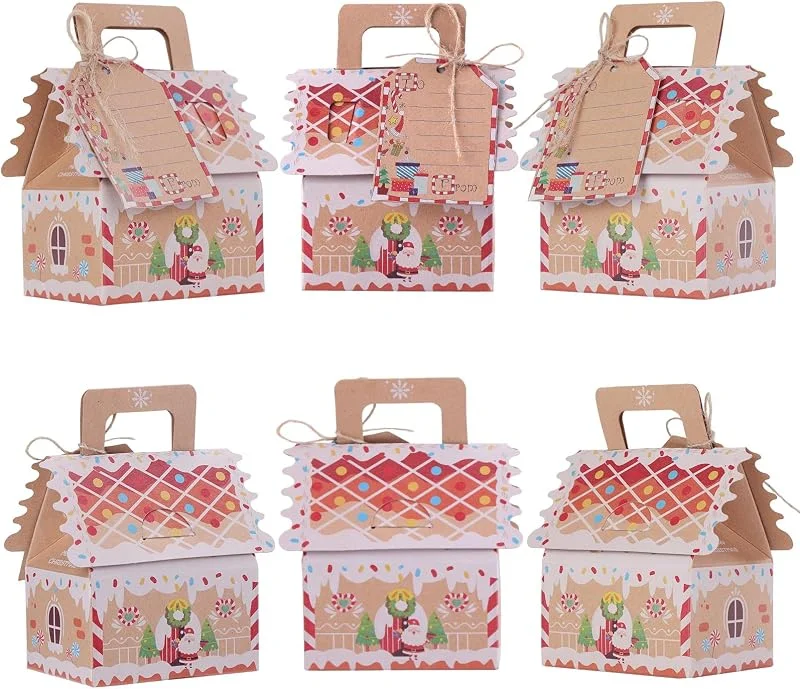 HSEAMALL Fiesta de Navidad Cajas de Regalo Bolsas de Papel Kraft Dulce Caja de Caramelo Bolsa de — Envoltorio regalo
