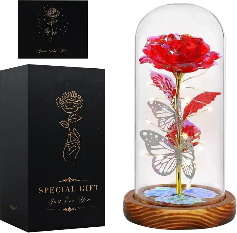 Seachrgif Rosa Eterna Rojo, Regalos Originales para Mujer, Ella, Mamá, Abuela, Esposa — Adviento y mesa