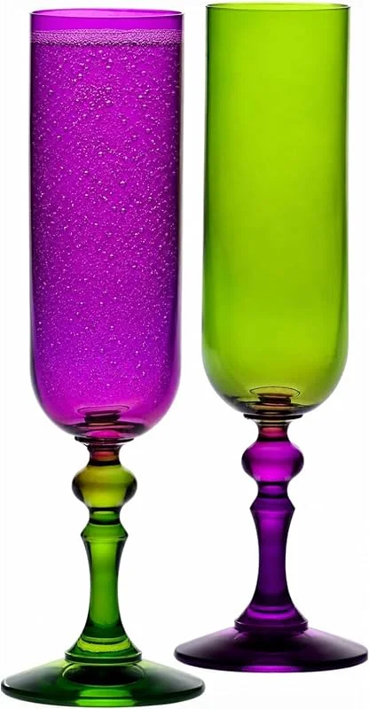 Visita la tienda de Krosno Krosno Copas de Champán Verde-Violeta, Juego de 2, 220 ml, Bubble — Vino y mesa festiva