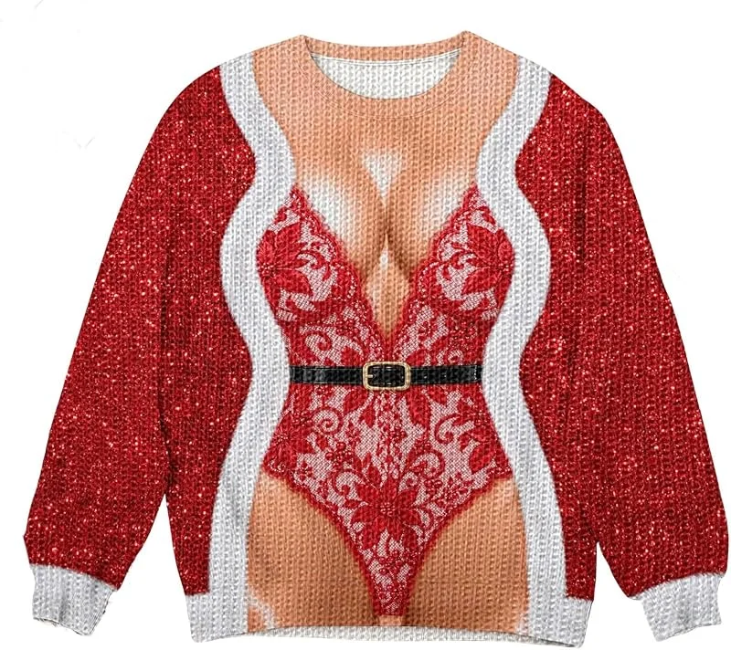 PINTUTU Jersey Navideño para Hombre Estampado 3D Novedoso Estilo Extravagante Sudadera con Capucha Divertida Cómodo — Ropa Navidad