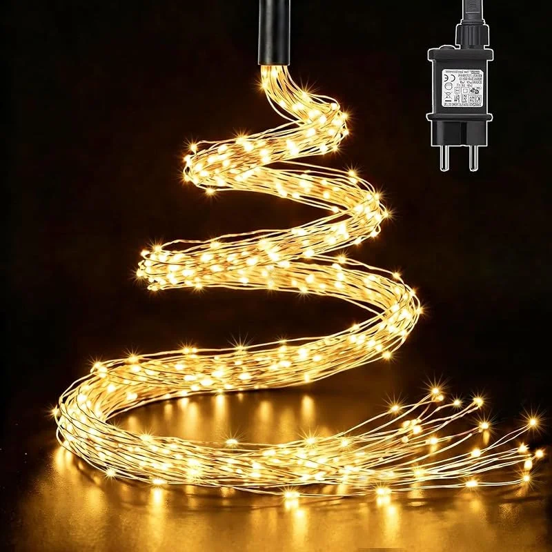 yowin Luces Árbol Navidad 2M 400 LED Luzes Cascada con Enchufe Temporizador — Luces Navidad