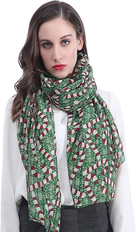 Lina & Lily Bufanda Mujer con Estampado de Bastón de Caramelo Navidad — Ropa Navidad